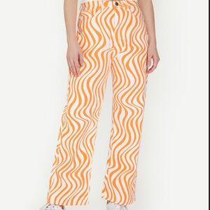 Cider Orange Mean Girl Wave Trim All Over Wide Leg Pants